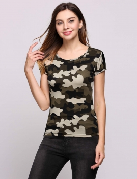 

Camouflage Short Sleeve Round Neck Pullover T-Shirt, Multicolor