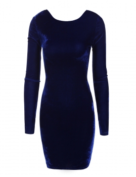 

Velvet Long Sleeve Backless Bodycon Dress, Multicolor