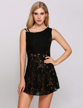 

Sleeveless Illusion Hem Lace Pencil Going Out Dress, Multicolor