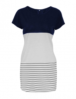 

Black Short Sleeve Striped Color Block Casual T-Shirt, Multicolor