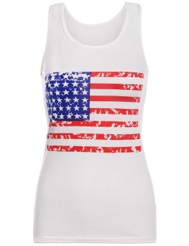 

American Flag Printed Back Bow Decoration Sleeveless Tank Top, Multicolor