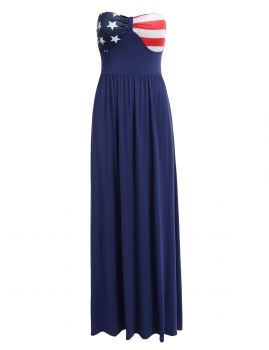 

Blue Sweetheart Stars And Stripes American Flag Print Dress, Multicolor