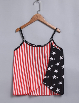 

Red and blue Stripes Printed Contrast Color Sleeveless Camisole, Multicolor