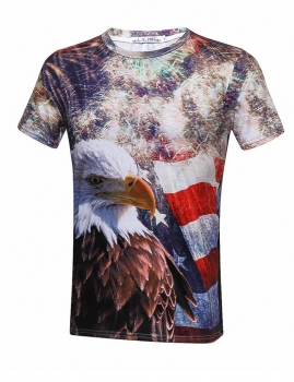 

Firework Printed Round Neck Short Sleeve T-Shirt, Multicolor