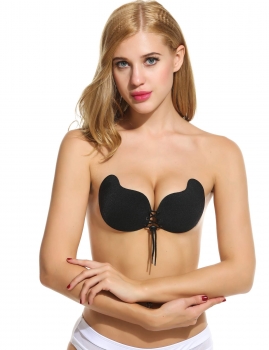

Black Breathable Silicone Self-Adhesive Push Up Invisible Bra, Multicolor