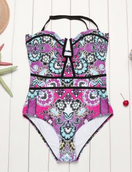 

Women Floral Printed Push Up One Piece Swimsuit Swimwear, Multicolor