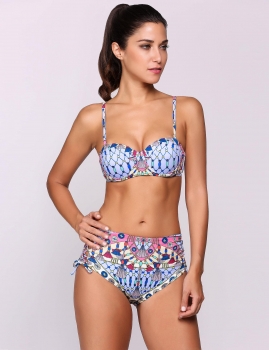 

Printed Lace Up Push Up Split Bikini Set Swimwear, Multicolor