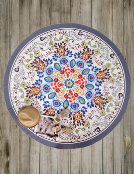 

Multicolor Floral Printed Round Mandala Beach Blanket, Mono style