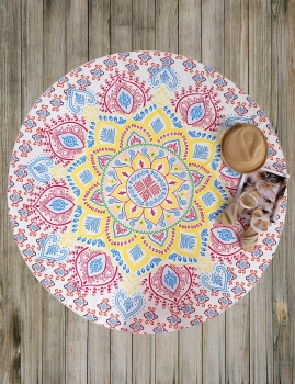 

Multicolor Printed Round Mandala Beach Blanket, Mono style
