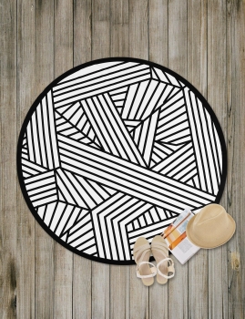

Srtiped Printed Round Mandala Beach Blanket, Mono style