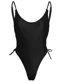 

Black Solid Backless Bandage Push-Up One-Piece Swimsuit, Multicolor