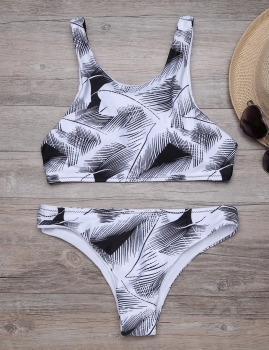 

Printed Scoop Neck Padded Split Bikini Set Swimwear, Multicolor