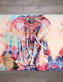 

Multicolor Elephant Printed Rectangle Mandala Beach Blanket, Mono style