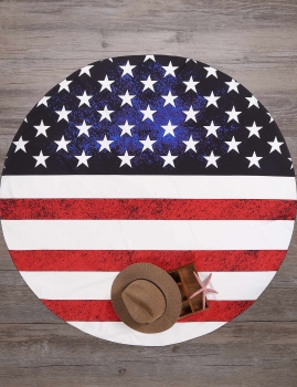 

American Flag Star and Stripes Print Round Mandala Beach Blanket, Mono style