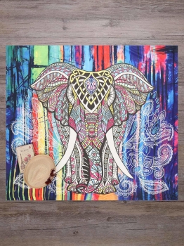 

Multicolor Elephant Print Rectangle Mandala Beach Blanket, Mono style