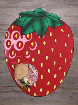 

Strawberry Irregular Shape Mandala Beach Blanket, Red