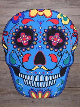 

Skull Print Irregular Shape Mandala Beach Blanket, Blue