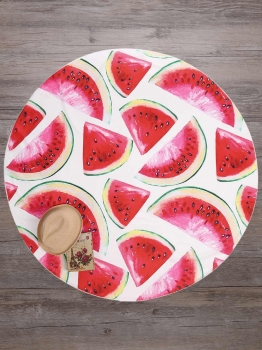 

Watermelon Print Round Mandala Beach Blanket, Red