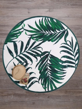 

Leaf Print Round Mandala Beach Blanket, Green