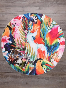 

Multicolored Parrots Print Round Mandala Beach Blanket, Mono style
