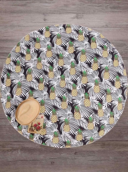 

Round Pineapple Print Mandala Beach Blanket, Mono style
