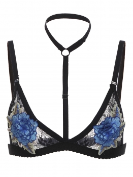 

Black 3D Flower Applique Lace Choker Bralette, Multicolor