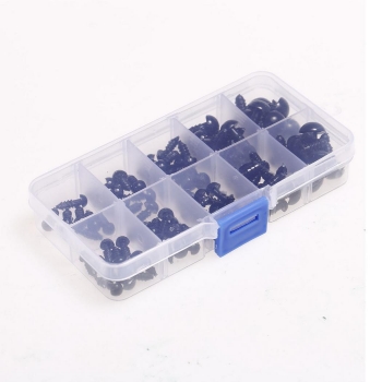 

100pcs 6-12mm Environmental Plastic Black Eyes For Doll Animal Crafts Teddy Bear With Box