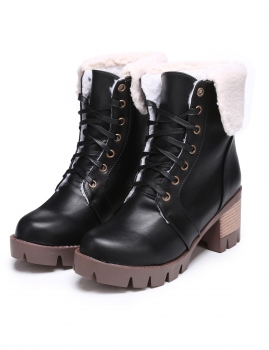 

Women Fold Up Faux Leather Lace Up Platform Square Heel Motorcycle Boot, Multicolor