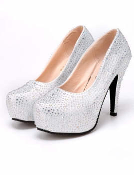 

Rhinestone Glitter Extreme high heeled Round Toe Mary Janes Pumps For Party, Multicolor