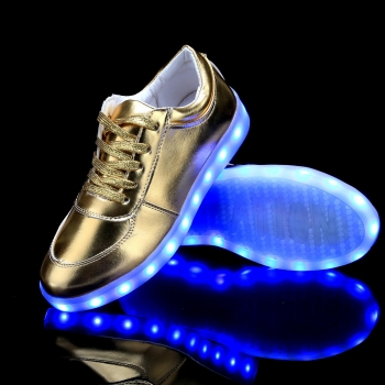 

Gold LED Light Up 7 colors Flashing Solid Sneaker with USB Charger, Multicolor