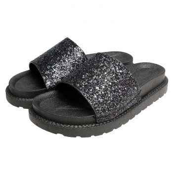 

Black Casual Sequin Summer Beach Platform Slides Sandals, Multicolor