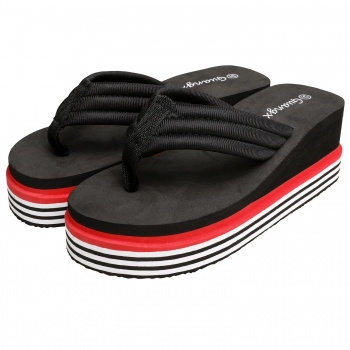 

Black Casual Colorful Beach Platform Flip Flops Sandals, Multicolor