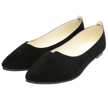 

Black Casual Faux Suede Solid Color Point Toe Flats Shoes, Multicolor