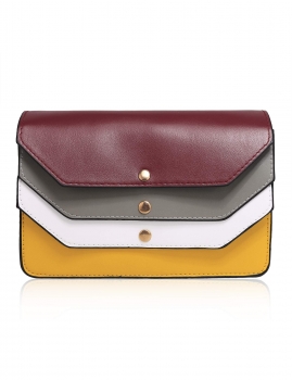 

Yellow Boho Style Color Block Design Crossbody Bag with Chain