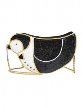 

Black Cute Bird Shaped Sequin Embellished Crossbody Bag with Chain