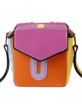 

Multi Color Cube Shape Patchwork Letter Detail Crossbody Bag