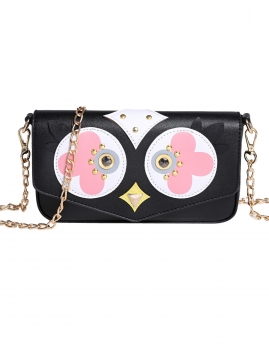 

Black Cute Chicken Pattern Studded Chain Crossbody Bag, Multicolor
