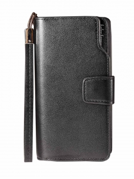 

Black Synthetic Leather Wallet Card Holder Money Clip, Multicolor