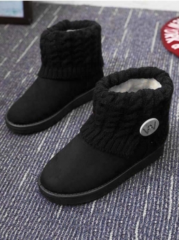

Black Faux Suede Shaina Snow Boots Knitting Ankle Length, Multicolor