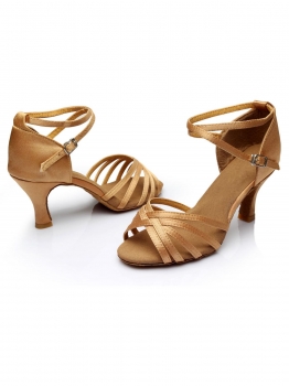 

Brown Latin Tango Dance Shoes Women Vintage Style High Heel 5cm Ballroom, Multicolor