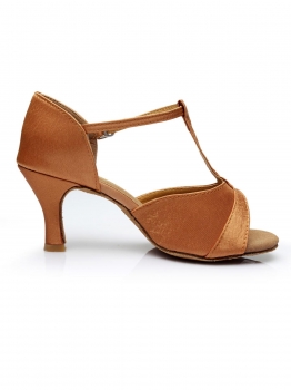 

Brown Women Latin Tango Dance Shoes Vintage Style High Heel 5cm Ballroom, Multicolor