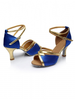 

Blue Women Latin Tango Dance Shoes Vintage Style High Heel 5cm Ballroom, Multicolor