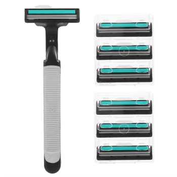 

Double-layer Razor Blade Manual Razor Shaver Handles Holders with 6 Heads Shaving Replacement Sharp Razor