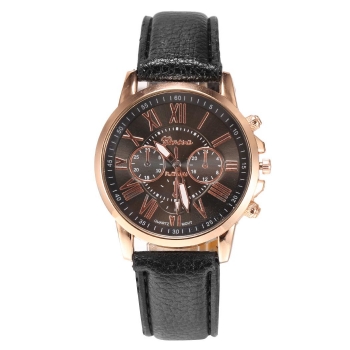 

Black Round Multi Dial Quartz Battery Analog Casual Wristwatch, Multicolor