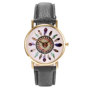 

Black Round Print Quartz Battery Analog Casual Sports Watch, Multicolor
