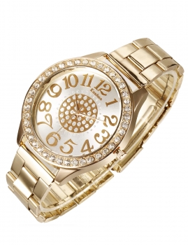 

Gold Analog Quartz Stainless Steel Band Wrist Watch, Multicolor