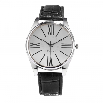 

Black white Mens Synthetic Leather Band Metal Analog Quartz Wrist Watch, Multicolor
