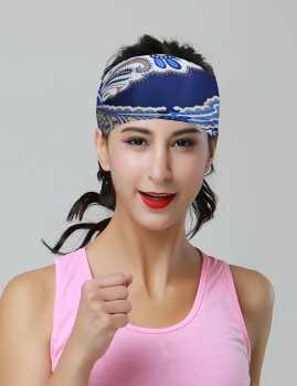 

Blue Floal Printed Headband For Sports Workout Yoga Multi Function