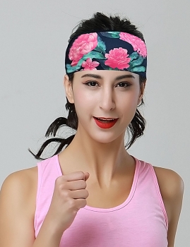 

Red Peony Printed Headband For Sports Workout Yoga Multi Function