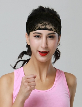 

Black Lace Headband For Sports Workout Yoga Multi Function